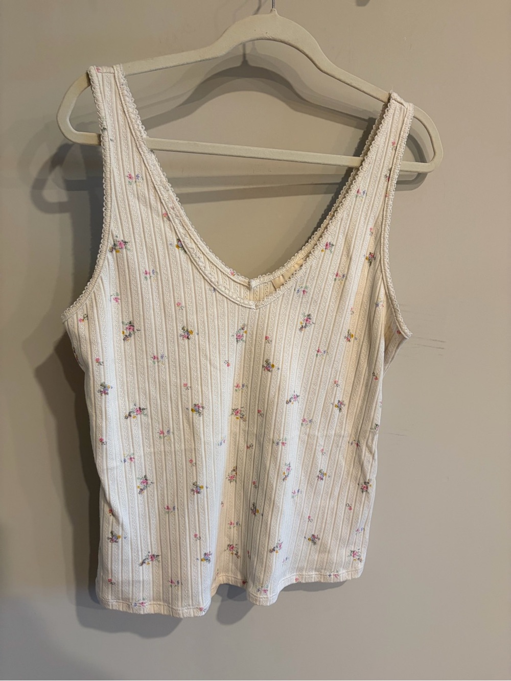 White with small flowers on it tank top